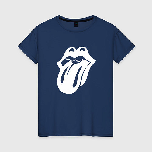 Женская футболка Rolling Stones - white logo / Тёмно-синий – фото 1