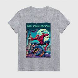 Женская футболка Чувак паук против чувака летучей мыши - нейроарт п