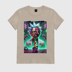 Женская футболка Rick and Morty - neon skull