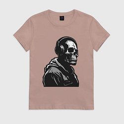 Футболка хлопковая женская Skeletor music, цвет: пыльно-розовый