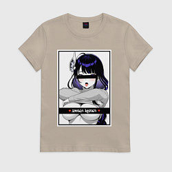 Футболка хлопковая женская Секси Шогун Райден - Genshin impact, цвет: миндальный