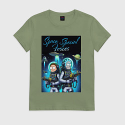 Женская футболка Rick and Morty - space special forces