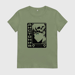 Женская футболка Девушка с черепом на голове