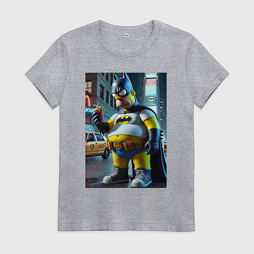 Женская футболка Бэтсимпсон купил в фастфуде картофель фри / Меланж – фото 1