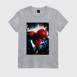 Женская футболка Человек паук над ночным городом