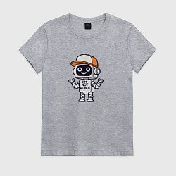 Женская футболка Дружелюбный робот в бейсболке