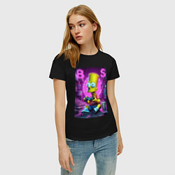 Футболка хлопковая женская Bart Simpson - cool gamer, цвет: черный — фото 2