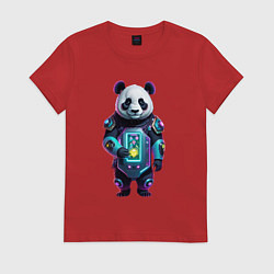Женская футболка Крутой кибер панда