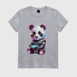 Женская футболка Funny panda - cyberpunk fantasy
