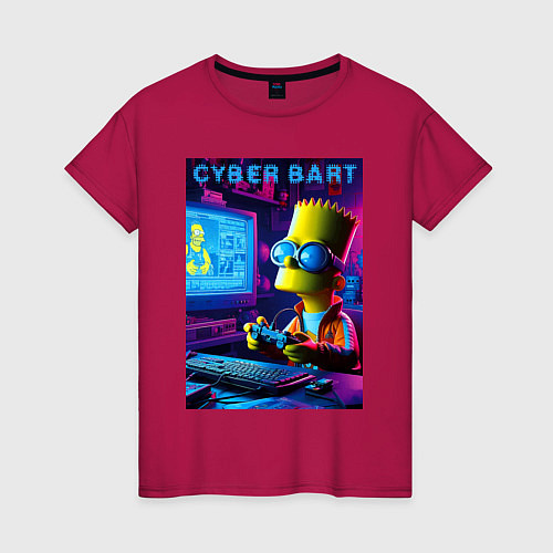 Женская футболка Cyber Bart is an avid gamer / Маджента – фото 1