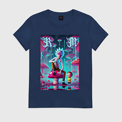 Женская футболка Rick and Morty under the mushrooms