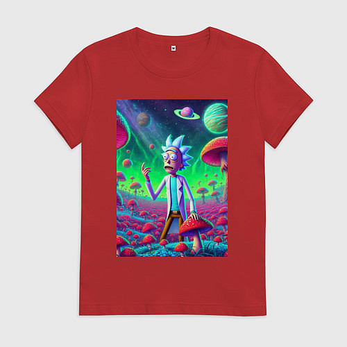 Женская футболка Рик потерял Морти на грибной планете / Красный – фото 1