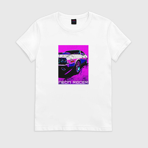 Женская футболка Neon racer / Белый – фото 1