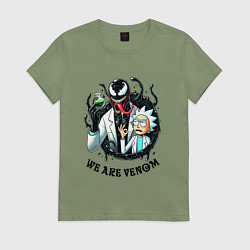 Футболка хлопковая женская Venom slime and Rick - collaboration, цвет: авокадо