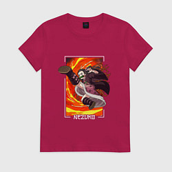 Футболка хлопковая женская Клинок рассекающий демонов - удар Незуко Камадо, цвет: маджента