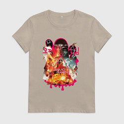 Женская футболка Игра в кальмара персонажи