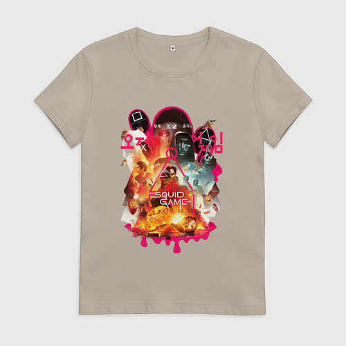Женская футболка Игра в кальмара персонажи / Миндальный – фото 1