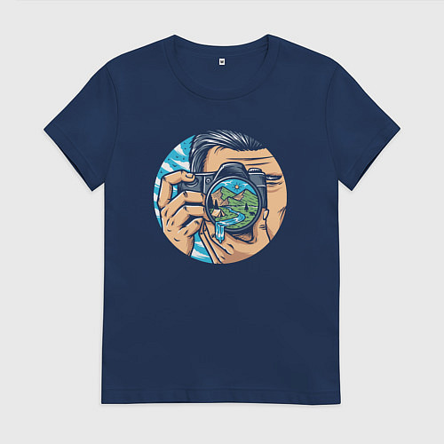 Женская футболка Фотограф путешественник / Тёмно-синий – фото 1