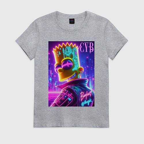 Женская футболка Cyber Bart - neon glow / Меланж – фото 1
