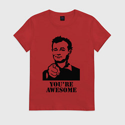 Футболка хлопковая женская Билл Мюррей - ты потрясен, цвет: красный
