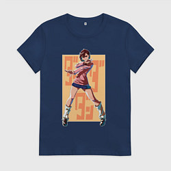 Футболка хлопковая женская Momo Ayase, цвет: тёмно-синий