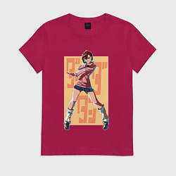 Футболка хлопковая женская Momo Ayase, цвет: маджента