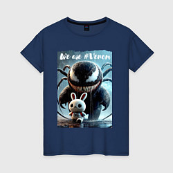 Женская футболка Мультяшный Веном присмотрел себе кролика - мем