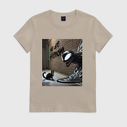 Женская футболка Cat and Symbiote - we are Venom meme
