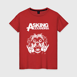 Футболка хлопковая женская Asking Alexandria rock dog, цвет: красный
