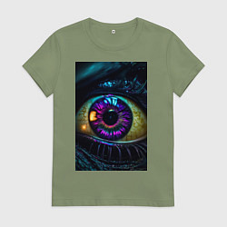 Футболка хлопковая женская Глаз фиолетовый, цвет: авокадо