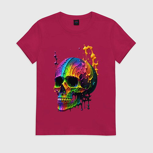 Женская футболка Череп в краске / Маджента – фото 1