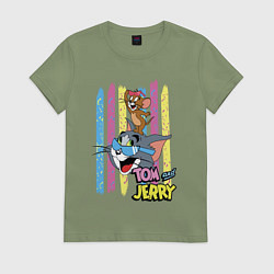 Женская футболка Том и Джерри - полосы