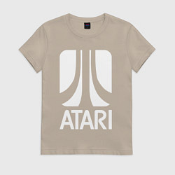Футболка хлопковая женская Atari logo white, цвет: миндальный