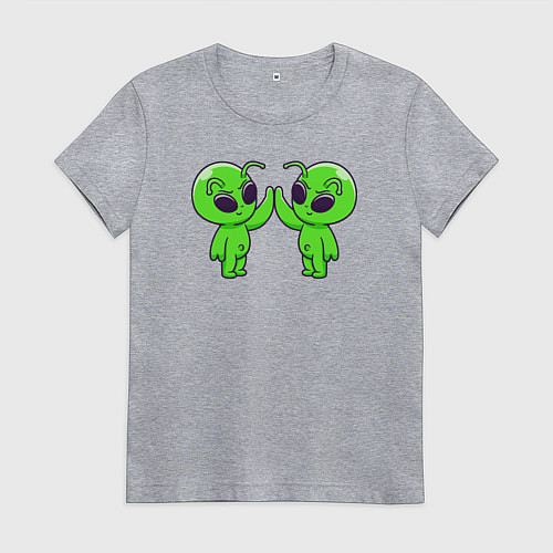 Женская футболка Пришелец дай пять / Меланж – фото 1