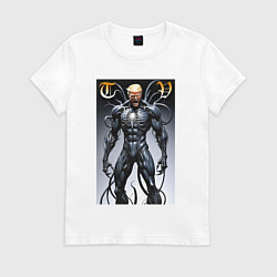 Футболка хлопковая женская Venom-Trump collaboration - ai art fantasy, цвет: белый