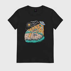 Женская футболка НЛО на пляже