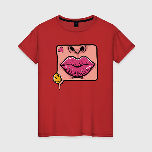 Женская футболка Smile and lips / Красный – фото 1