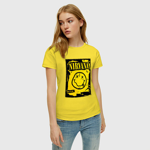 Женская футболка Нирвана логотип смайл / Желтый – фото 3