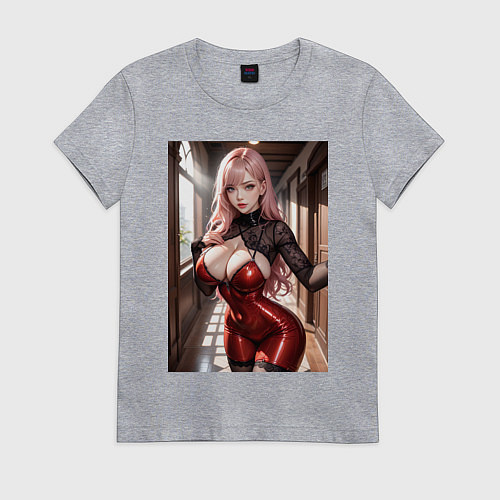 Женская футболка Девушка в коридоре / Меланж – фото 1