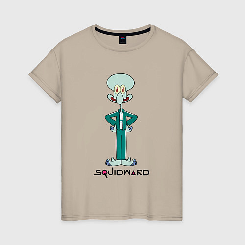 Женская футболка Сквидворд игра в кальмара мем Спанч боб / Миндальный – фото 1