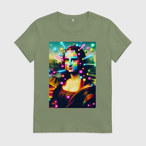 Женская футболка Мона Лиза и неоновые кубики - стилизация / Авокадо – фото 1
