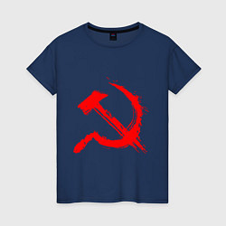 Женская футболка Sickle and hammer red paint