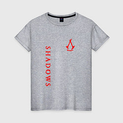 Футболка хлопковая женская Assassins creed - shadows red, цвет: меланж