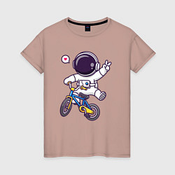 Женская футболка Космонавт на велике