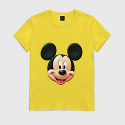 Футболка хлопковая женская Mickey mouse head, цвет: желтый