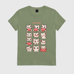 Женская футболка Котики влюблённые и сердечки