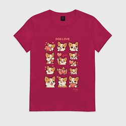 Женская футболка Милая собачка с сердечками