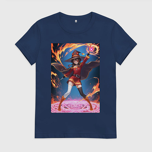 Женская футболка Мегумин колдует взрывную магию / Тёмно-синий – фото 1