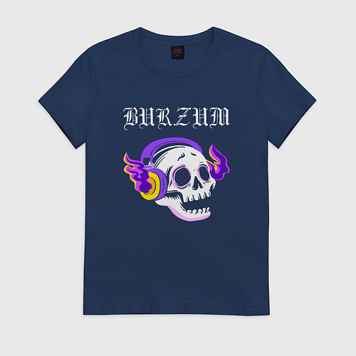 Женская футболка Burzum - неоновый череп / Тёмно-синий – фото 1