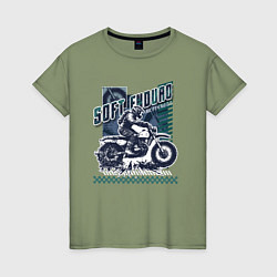 Женская футболка Мотоциклист на мотоцикле:Soft enduro